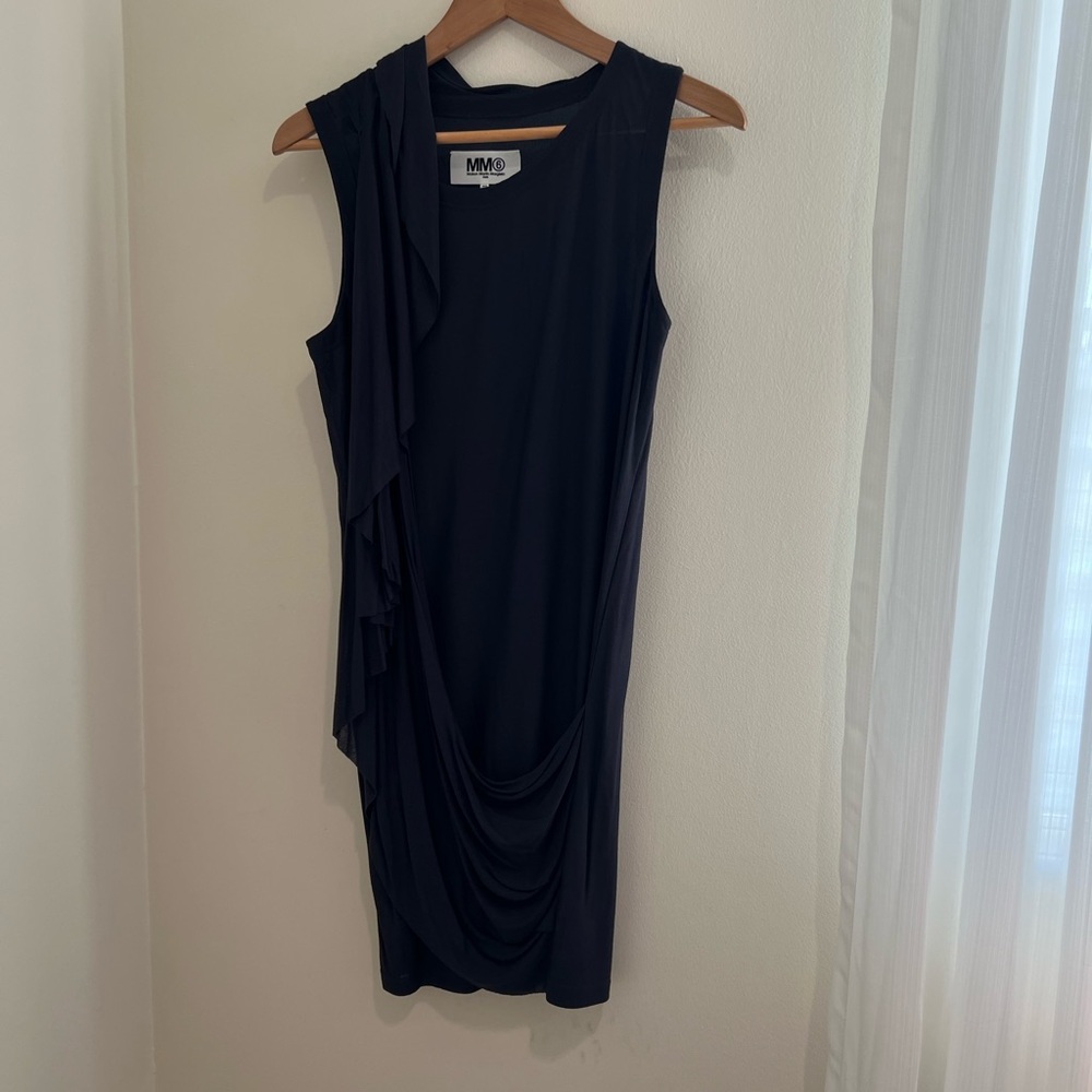 MM6 Maison Martin Margiela Black Draped Dress